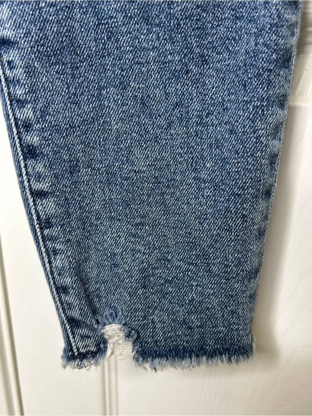 LOFT High Rise Skinny Jeans 29/8 Distressed Raw Hem Blue